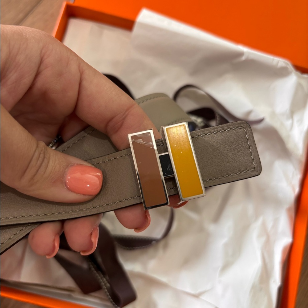 Authentic NEW HERMES reversible limited edition H leather belt multicolor 70cm